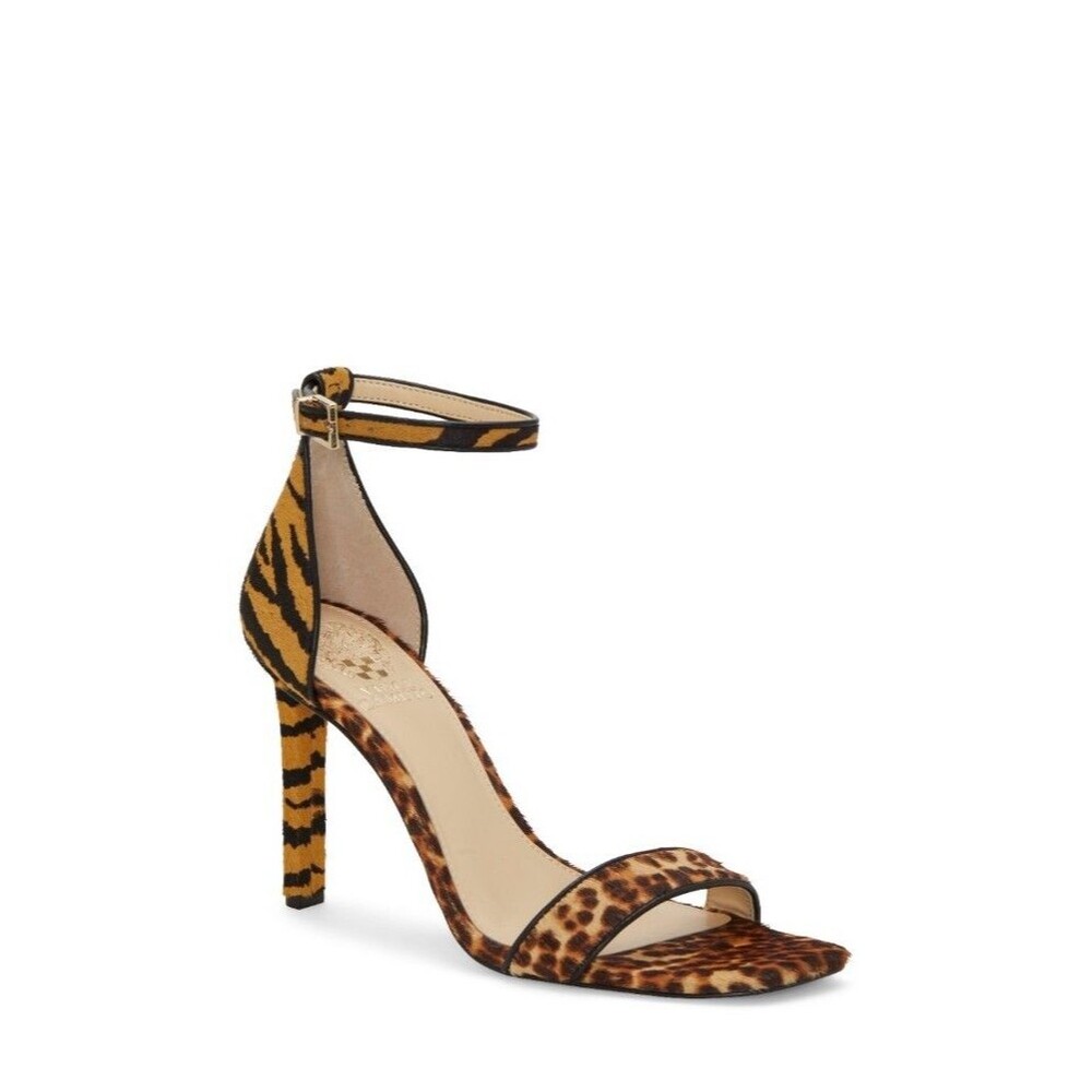 Vince Camuto Lauralie Heels Women's Size 7 Wild Leo/Tiger Ankle Strap Pony Hair